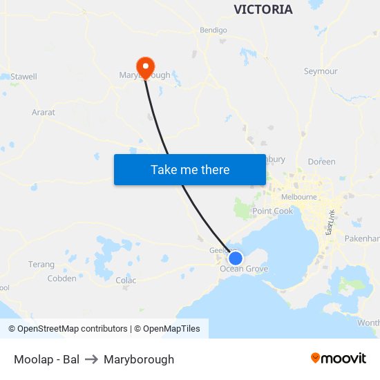 Moolap - Bal to Maryborough map