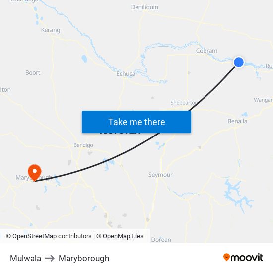 Mulwala to Maryborough map