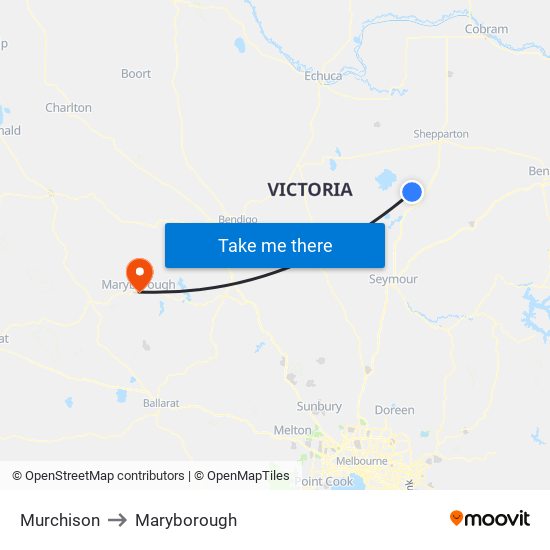 Murchison to Maryborough map