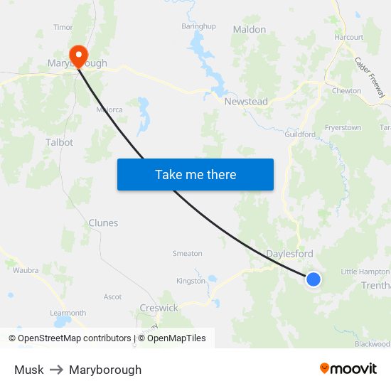 Musk to Maryborough map