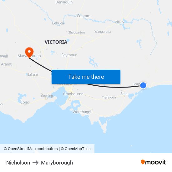 Nicholson to Maryborough map