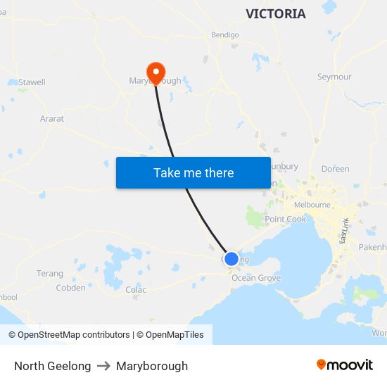 North Geelong to Maryborough map