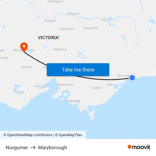 Nungurner to Maryborough map