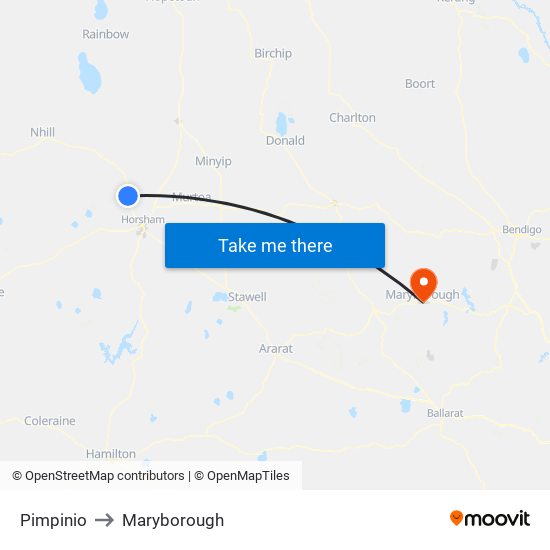 Pimpinio to Maryborough map