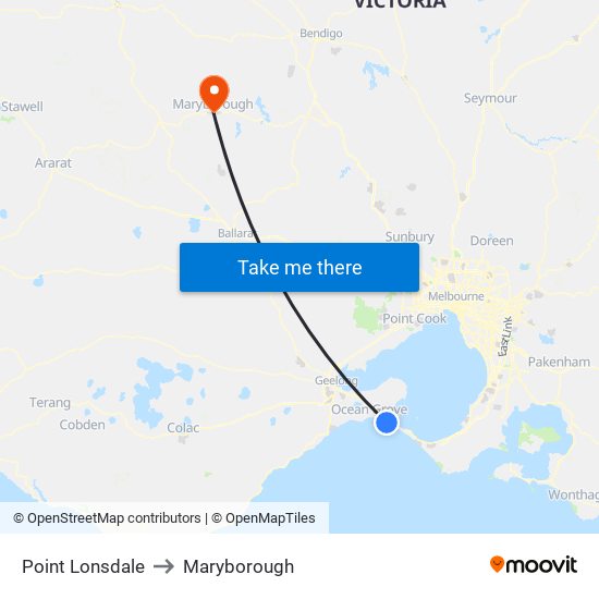 Point Lonsdale to Maryborough map