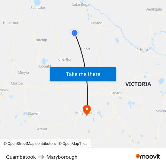 Quambatook to Maryborough map