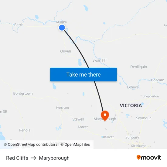 Red Cliffs to Maryborough map