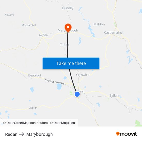 Redan to Maryborough map