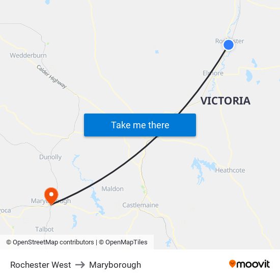 Rochester West to Maryborough map