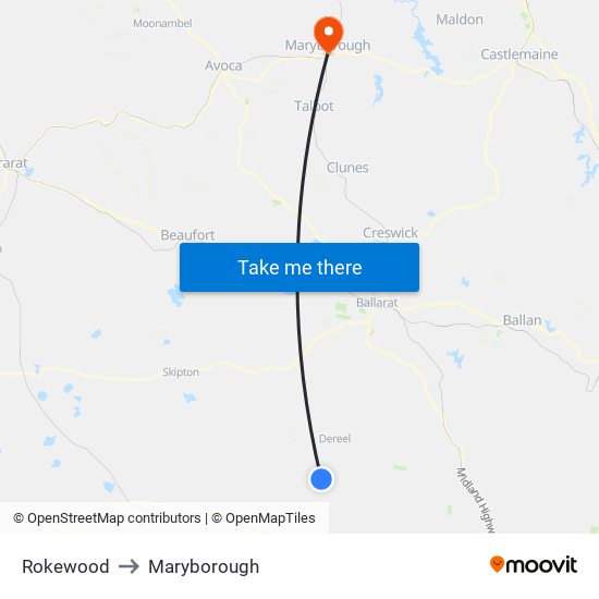 Rokewood to Maryborough map