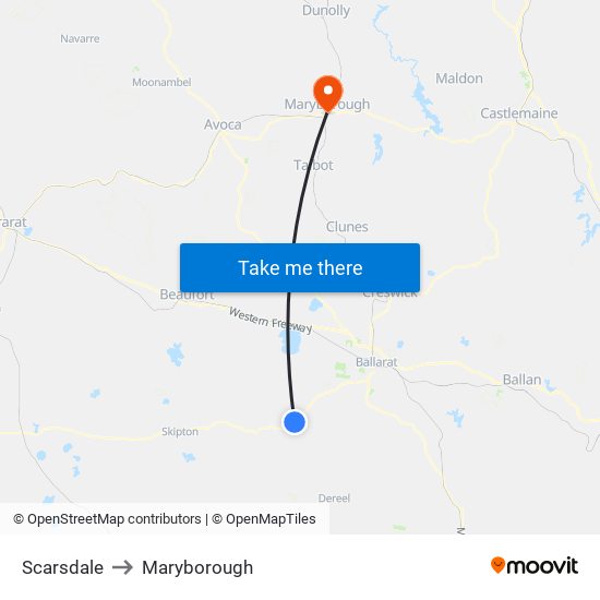 Scarsdale to Maryborough map