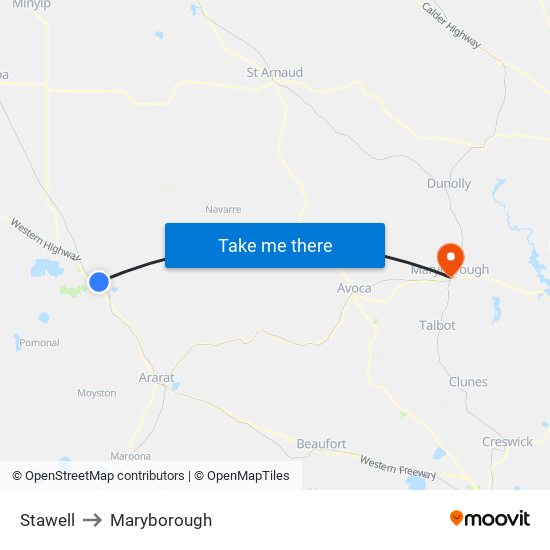 Stawell to Maryborough map