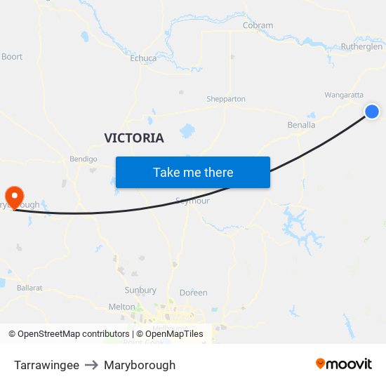 Tarrawingee to Maryborough map