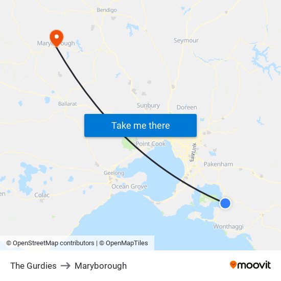 The Gurdies to Maryborough map