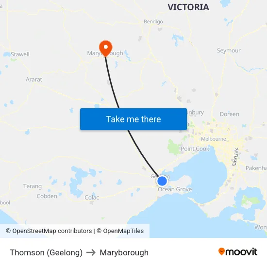 Thomson (Geelong) to Maryborough map