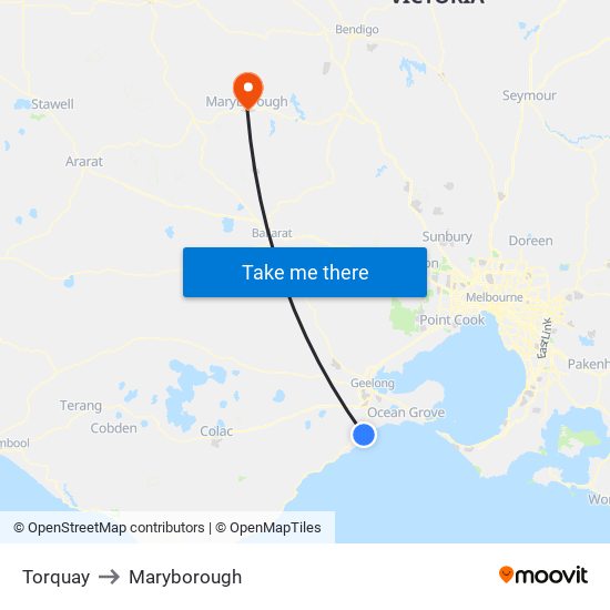 Torquay to Maryborough map