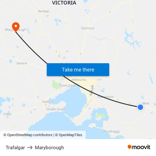 Trafalgar to Maryborough map