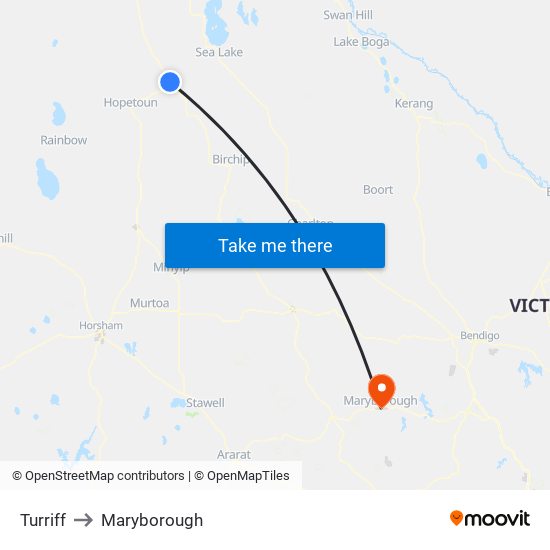 Turriff to Maryborough map