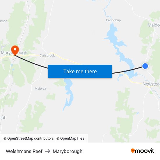 Welshmans Reef to Maryborough map