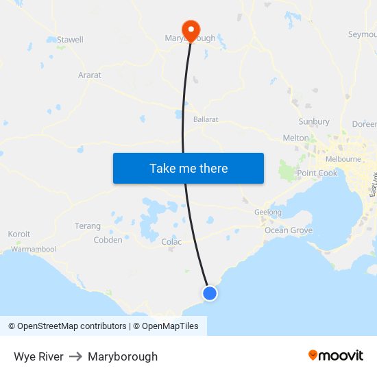 Wye River to Maryborough map