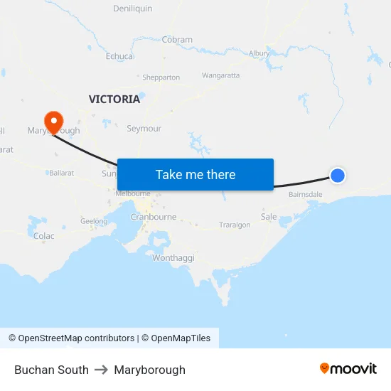 Buchan South to Maryborough map