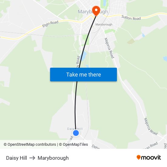 Daisy Hill to Maryborough map