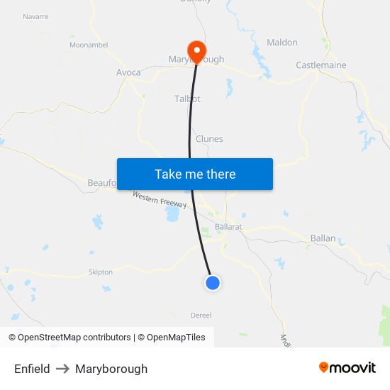 Enfield to Maryborough map