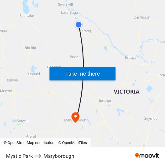 Mystic Park to Maryborough map