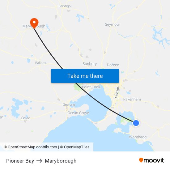 Pioneer Bay to Maryborough map