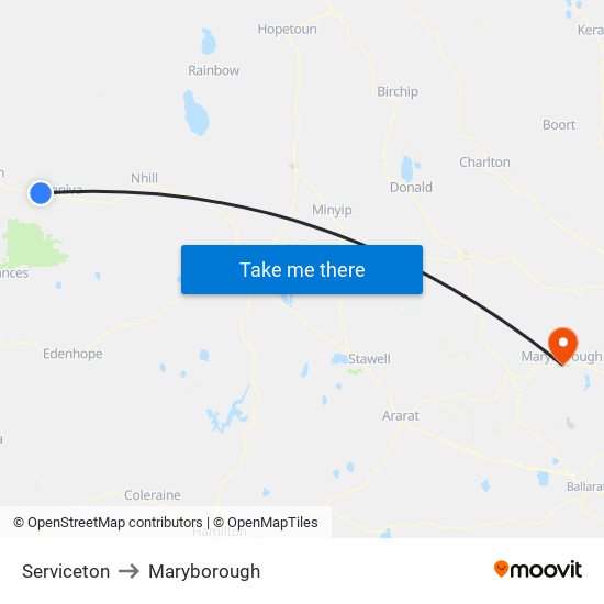 Serviceton to Maryborough map