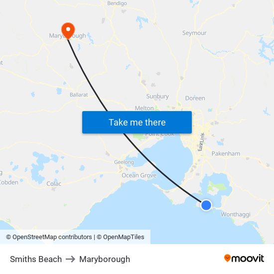 Smiths Beach to Maryborough map