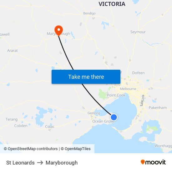 St Leonards to Maryborough map