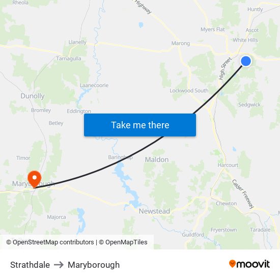 Strathdale to Maryborough map