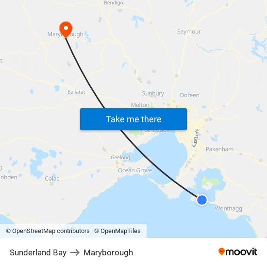 Sunderland Bay to Maryborough map