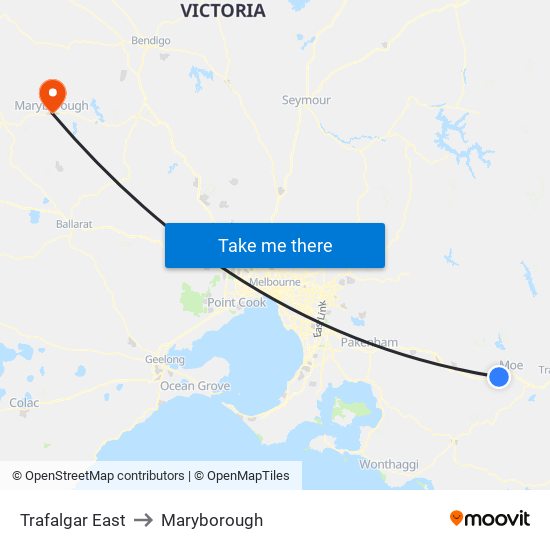 Trafalgar East to Maryborough map