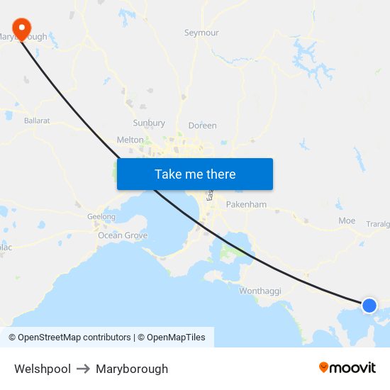 Welshpool to Maryborough map