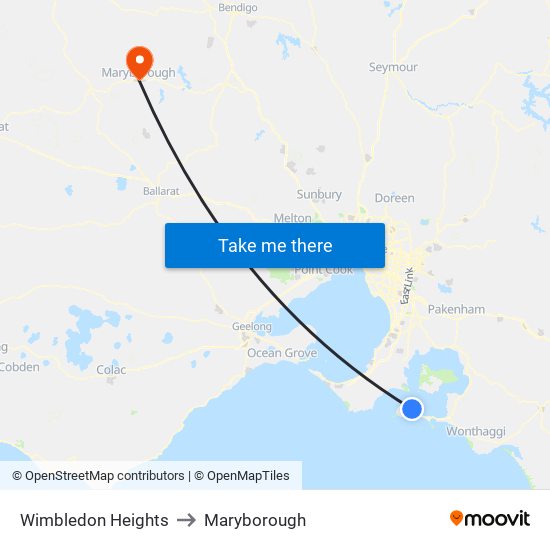 Wimbledon Heights to Maryborough map