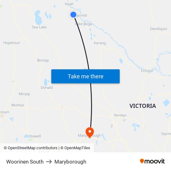 Woorinen South to Maryborough map