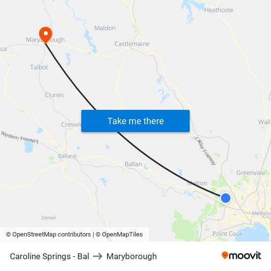 Caroline Springs - Bal to Maryborough map