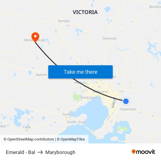 Emerald - Bal to Maryborough map