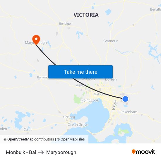 Monbulk - Bal to Maryborough map