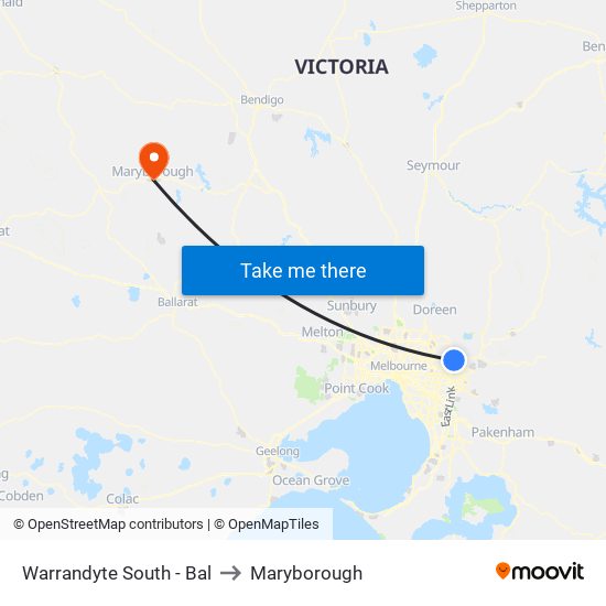 Warrandyte South - Bal to Maryborough map