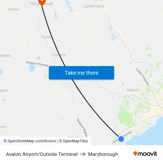 Avalon Airport/Outside Terminal to Maryborough map