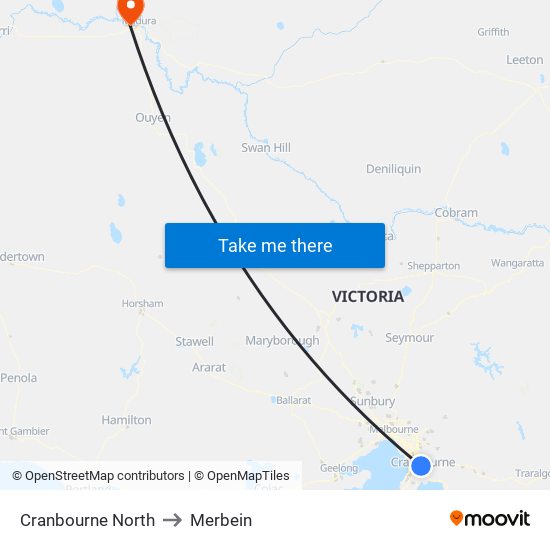 Cranbourne North to Merbein map