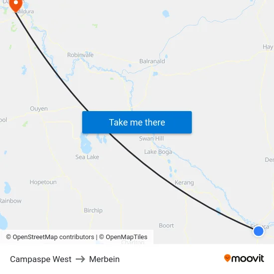 Campaspe West to Merbein map