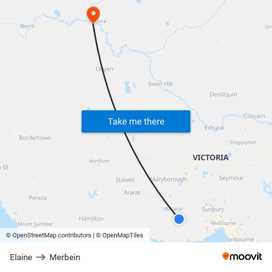 Elaine to Merbein map