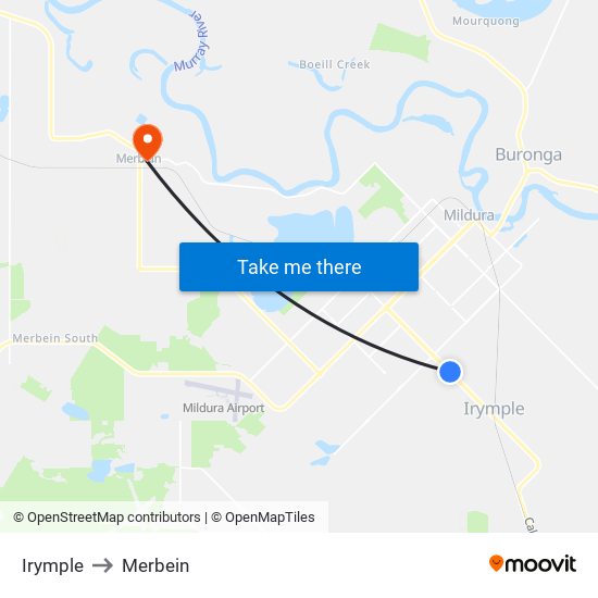 Irymple to Merbein map