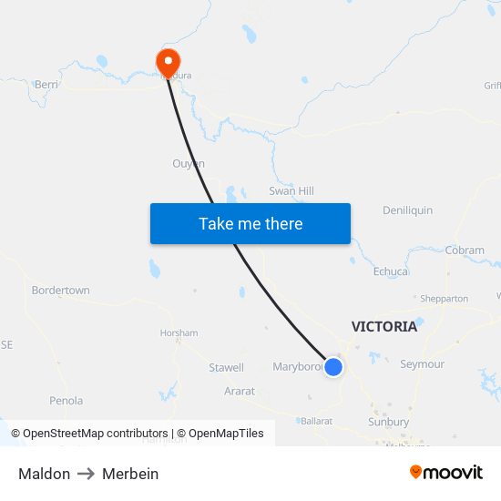 Maldon to Merbein map