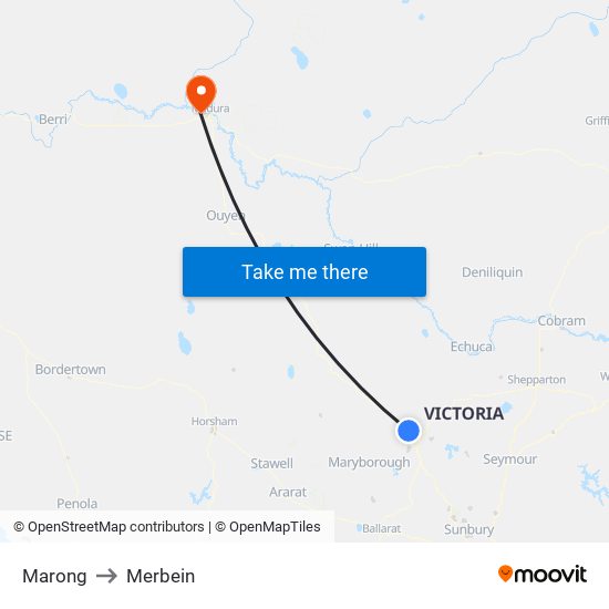 Marong to Merbein map