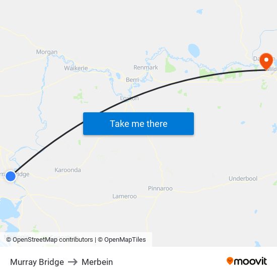 Murray Bridge to Merbein map